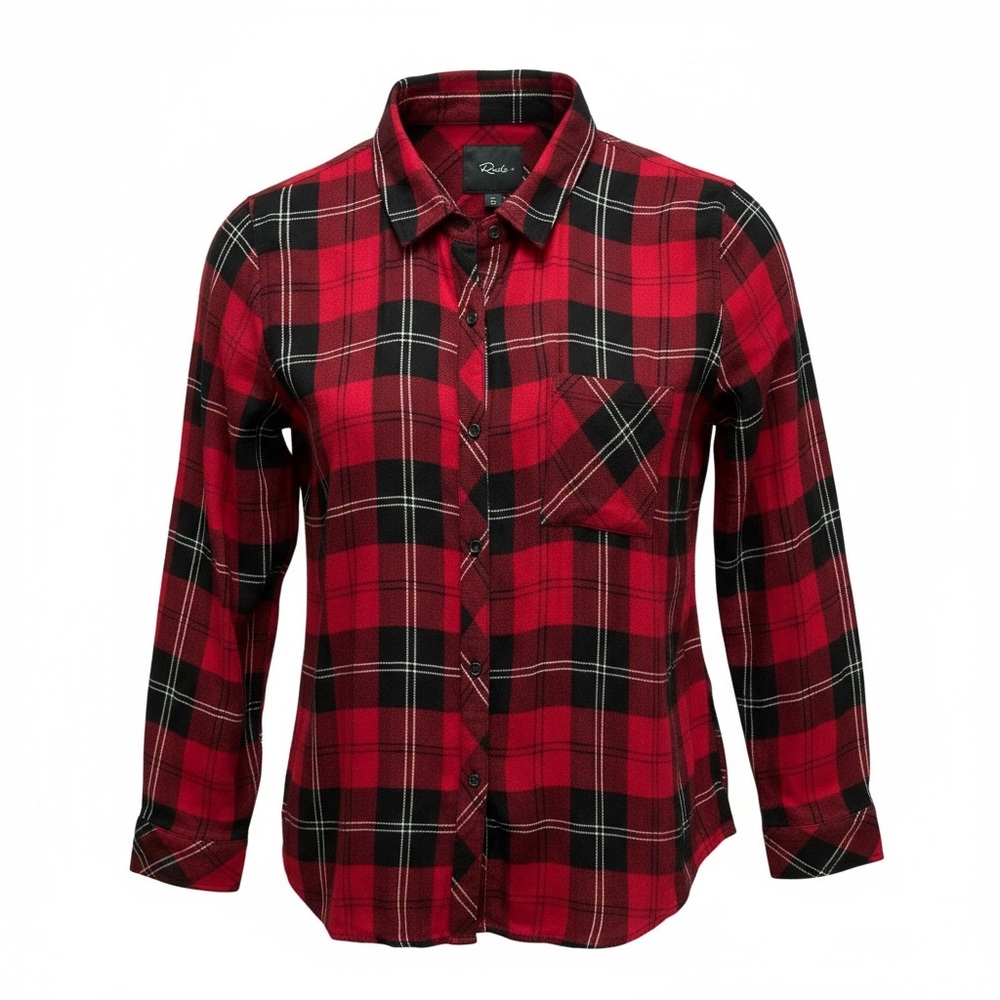 RAILS HUNTER Plaid Flannel Button Down Shirt Red Black Sz L Cowboy Western